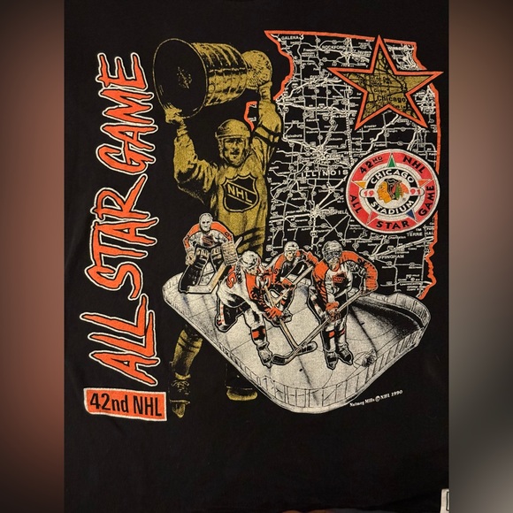 1991 Vintage Nutmeg NHL Tee. Chicago Blackhawks Tee. Size Large. - Picture 2 of 5